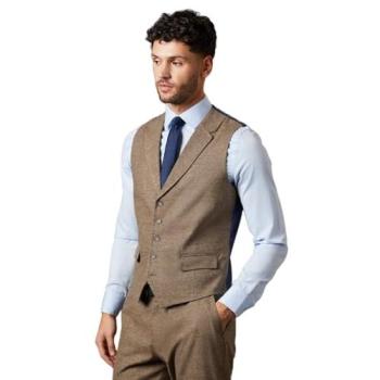 Neutrally Toned Light Brown Tweed Waistcoat – Men’s S