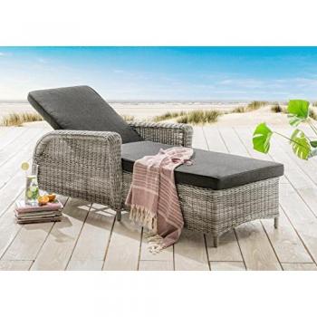 Destiny Gartenliege CASA, Aluminium und Polyrattan, verstellbar mit Auflage, Vintage Weiß