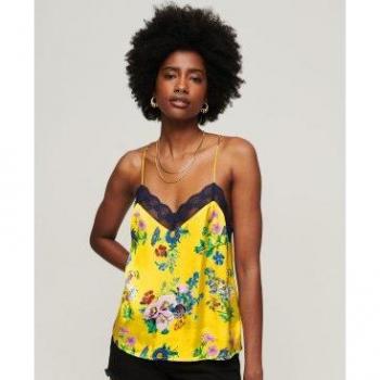 Superdry Bright Pop Floral Satin Cami Top Yellow female XS