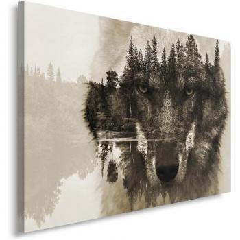 Affiche en toile « Aventure nocturne : loup au cœur du brouillard »