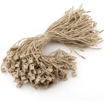 100Pcs Square Hemp Rope Tags for DIY Clothing