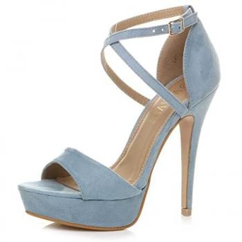 Baby Blue Faux Suede Platform Heels – AJVANI Women’s Two‑Part Design, High Heel