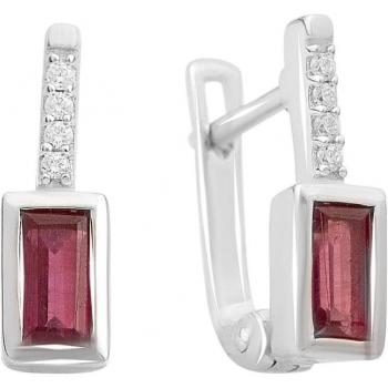 Zilveren oorhangers met natuurlijke granaten 1.17 ct, fijanieten de pomme rouge candy foncé