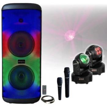 Ensemble Lyre 2‑en‑1 : Karaoké 600 W Bluetooth + 2 micros USB