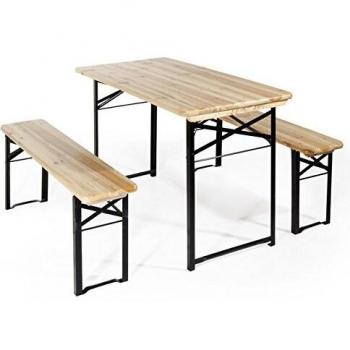 Set birreria con tavolo e panche richiudibili in stile legno, dimensioni 80 x 200 cm (verde)
