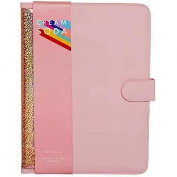 WHSmith Pink Leopard A4 Folio Notepad – Cream Soda Color, Popper Closure
