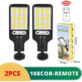 2PCS Solar Induction Wall Lights Outdoor COB LED Garden Floodlight 6000K