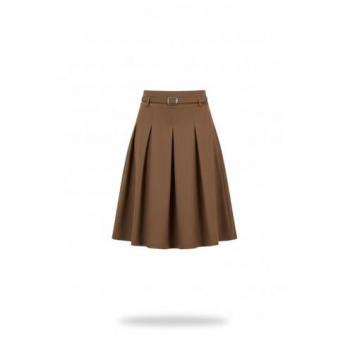 Jupe midi marron Yumi avec ceinture