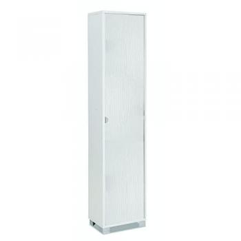 Mobile Colonna 1 Anta con 4 Ripiani in Bianco Fiammato, Dimensioni 190x43x29 cm, Kit di Montaggio