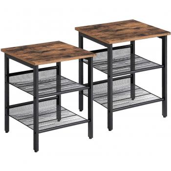 Table de chevet moderne en métal et bois
