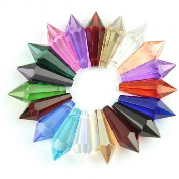 Mixed Colors Crystal Chandelier Hanging Prism Pendant Glass Icicle Parts (38mm)