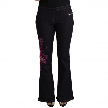 Black Cotton Flared Jeans