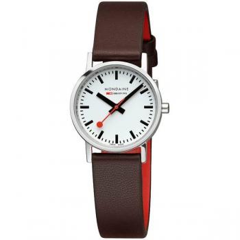 Orologio Unisex Mondaine Classic 30 mm in Pelle Vegana di Uva Bianco e Marrone