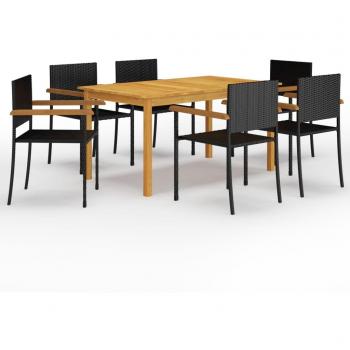 VidaXL Garden Furniture Set, 7 Pieces, Black