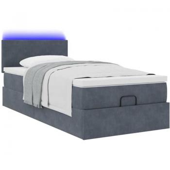 90 cm × 200 cm Gray Aksomas Ottoman Bed Frame with Built‑in Mattress