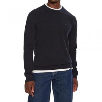Männlicher Strickpullover Tommy Hilfiger, Hellblau, Größe L, Logo‑Stich