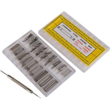 Watch Band Link Spring Bar & Pin Remover Tool Set (360pcs, 6mm-23mm, Stainless Steel)
