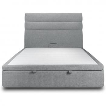 Sommeil de Plomb Lit Coffre 140x190 × 39 cm – Tête de lit Linéaire, Tissu Gris Anthracite