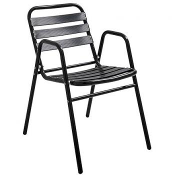 Aluminium Noir Oviala : Chaise de Jardin Empilable