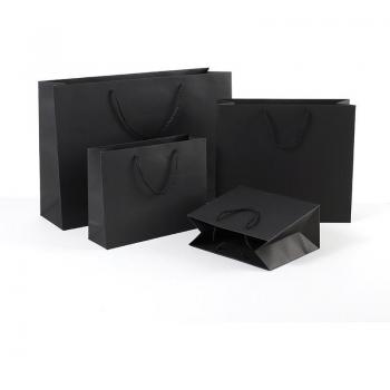 Sac en papier noir avec poignées, pour bijoux, mariage et anniversaires, taille multiple