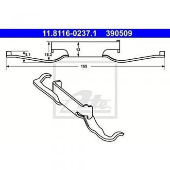 ATE Kit d'accessoires, plaquette de frein à disque VW,OPEL,FIAT 11.8116-0237.1