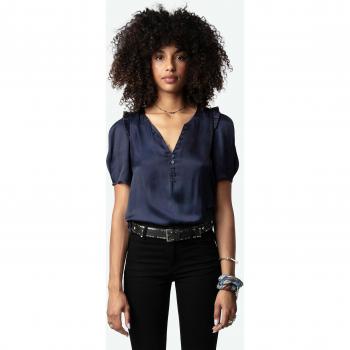 Mature Blue Twisty Silk Shirt