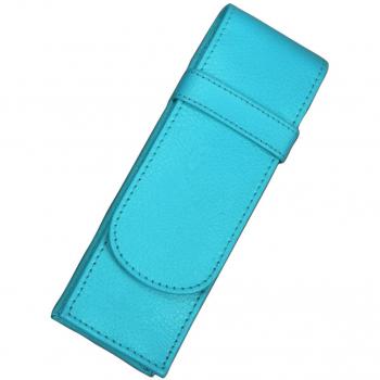 Alassio Étui pour 2 stylos en cuir turquoise