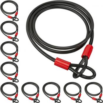 Set of 10 Black Loop Cable Locks by Relaxdays, 2m