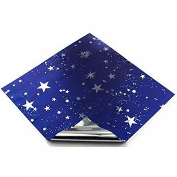 5 FOGLI CARTA CIELO C/STELLE ARGENTO