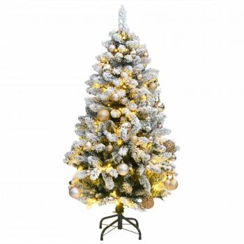Arbre de Noël intérieur/extérieur 120 cm, artificiel articulé, 150 LED + boules
