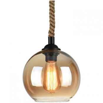 Lampadario a Sospensione di Vetro Globo E27 – Stile Industriale, Ø25 cm