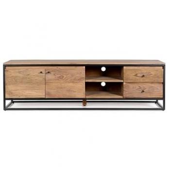TV-Board Nartan aus Sheesham – 175 cm, naturfarben, Metallgestell