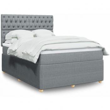Sommier à lattes Torana + matelas gris clair 140 × 190 cm – finition textile