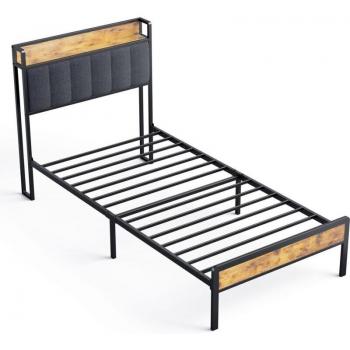Cama Para Niños/Adolescentes 90x200 cm – Metal, Somier Láminas y Cabecero Acolchado