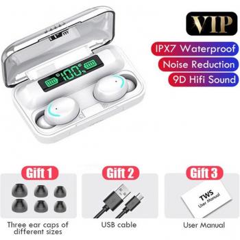 Auriculares F9 TWS Bluetooth, Estéreo HiFi, Intrauditivos, Control Táctil para Actividades Deportivas