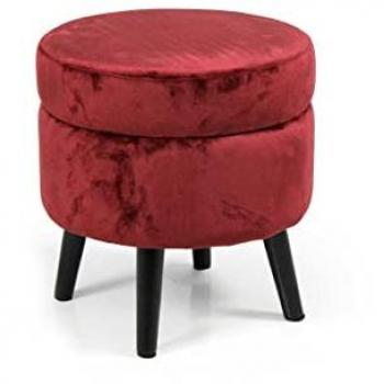 Pouf contenitore bordeaux con gambe nere 37 x 40 h