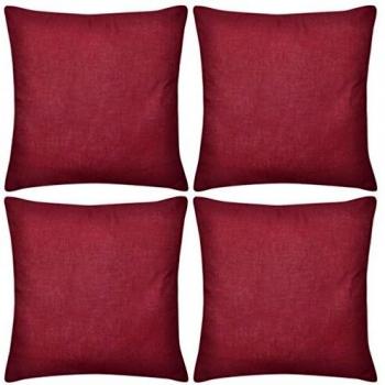 VidaXL Luxurious Red Pillow Covers Cotton 4-Pack 40x40cm