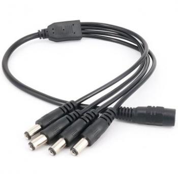 Cable de alimentación para tira LED, 1 hembra a 4 macho, 2.1x5.5mm