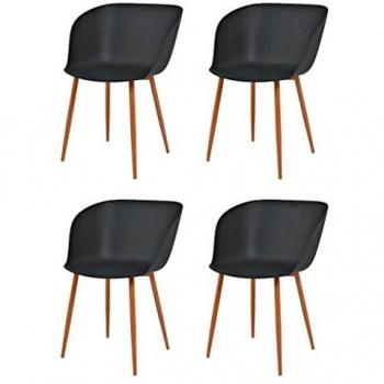 Sedie pranzo vitaXL 4X: sedile plastico grigio, gambe metalliche