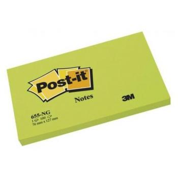 Notas adhesivas POST-IT 655-NG GAMA ENERGÍA VERDE NEÓN 76X127 -PACK 6