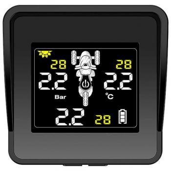 Moniteur de pression des pneus solaire sans fil pour moto écran LCD 3 Noir