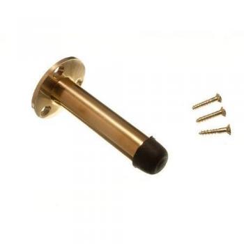 Polished Brass Door Stop Stay Pillar 75MM with Screws