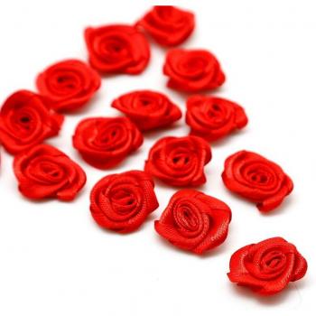 100pcs/lot 2cm Handmade Satin Ribbon Rose Flower Appliques