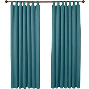 Deconovo Verdunkelungsvorhang mit Schlaufen, 280x140 cm, Himmelblau, 2er Set