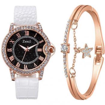 Montre-bracelet en cuir, horloge à quartz pour femmes