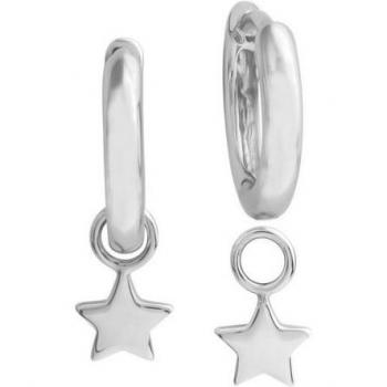 Vivance Sterling Silber Creolen mit rhodiniertem Finish und Sterneinhänger