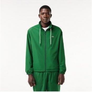 Lacoste Men's Green Sportsuit Jacket with Removable Hood and Long Sleeves