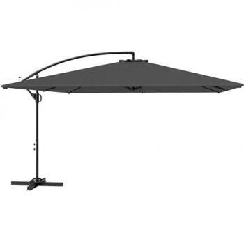 Parasol gris avec manivelle et base croisée