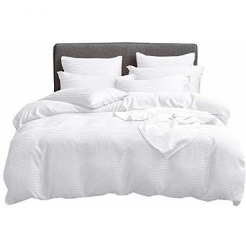 UMI Essentials Classic Satin Striped Duvet Cover Set in Navy Blue (135x200+1x80x80cm)