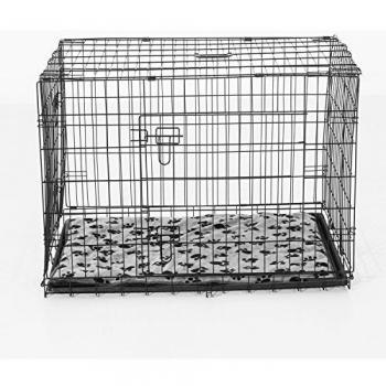 Jaula de Metal para Perros Plegable 60x43x51 cm con 2 Puertas con Pestillos Bandeja Extraíble Cojín Suave y Asa Portátil para transporte Viaje